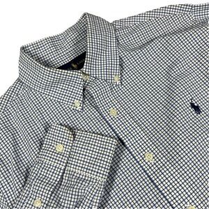 Polo Ralph Lauren L/S Oxford Button Front Shirt Mens M Blue White Black Plaid